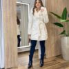 Casaco Feminino Ana Manga Longa com Pelinhos Off White - Fernanda Ramos Store