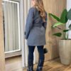 Sobretudo Feminino Lã Batida com Amarração Cinza Mesclado - Fernanda Ramos Store