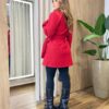 Sobretudo Feminino Lã Batida com Amarração Vermelho - Fernanda Ramos Store