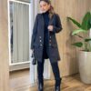 Sobretudo Feminino Tricot Elisa Cinza Escuro com Detalhe dos Botões - Fernanda Ramos Store