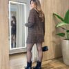 Triconjunto Feminino Isis Tricot Blazer Cropped e Short Saia Marrom - Fernanda Ramos Store