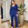 Triconjunto Feminino Sibele Tricot Modal com Zíper e Gola Azul - Fernanda Ramos Store