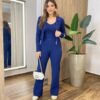 Triconjunto Feminino Sibele Tricot Modal com Zíper e Gola Azul - Fernanda Ramos Store