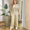 Triconjunto Feminino Sibele Tricot Modal com Zíper e Gola Bege - Fernanda Ramos Store