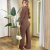 Triconjunto Feminino Sibele Tricot Modal com Zíper e Gola Marrom - Fernanda Ramos Store