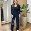 Triconjunto Feminino Sibele Tricot Modal com Zíper e Gola Preto - Fernanda Ramos Store