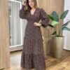 Vestido Feminino Blossom Longo sem Bojo Estampa Floral Preto - Fernanda Ramos Store
