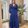 Vestido Feminino Blossom Longo sem Bojo Estampa Poá Azul - Fernanda Ramos Store