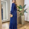 Vestido Feminino Blossom Longo sem Bojo Estampa Poá Azul - Fernanda Ramos Store