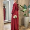 Vestido Feminino Blossom Longo sem Bojo Estampa Xadrez Vermelho - Fernanda Ramos Store