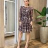 Vestido Feminino Curto Margarida Manga Longa Liberty Marrom - Fernanda Ramos Store
