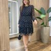 Vestido Feminino Curto Margarida Manga Longa Poá Flores - Fernanda Ramos Store