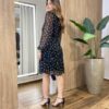 Vestido Feminino Curto Margarida Manga Longa Poá Flores - Fernanda Ramos Store