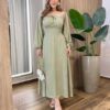 Vestido Feminino Lara Longo sem Bojo Detalhes Poá Verde - Fernanda Ramos Store