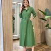 Vestido Feminino Longo Sabrina sem Bojo com Detalhes e Bolsos Verde - Fernanda Ramos Store