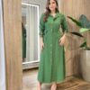 Vestido Feminino Longo Sabrina sem Bojo com Detalhes e Bolsos Verde - Fernanda Ramos Store