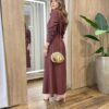 Vestido Feminino Longo Sabrina sem Bojo com Detalhes e Bolsos Marrom - Fernanda Ramos Store