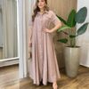 Vestido Longo Izzie sem Bojo Manga Curta Detalhes em Botões Bege - Fernanda Ramos Store