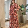 Vestido Longo Lívia sem Bojo em Tule Estampado com Amarração - Fernanda Ramos Store