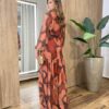 Vestido Longo Lívia sem Bojo em Tule Estampado com Amarração - Fernanda Ramos Store
