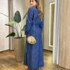 Vestido Maggie Longo sem Bojo Manga Longa com Botões Jeans - Fernanda Ramos Store