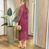 Vestido Midi Anaju Tule sem Bojo Manga Longa e Fenda Frontal Vinho - Fernanda Ramos Store