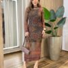 Vestido Midi Bruna de Tule sem Bojo Manga Longa Estampado Verde - Fernanda Ramos Store