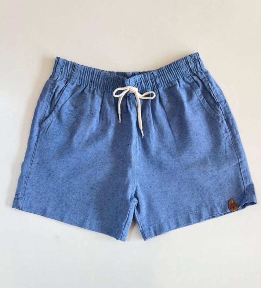 Bermuda Masculina Casual Curta com Bolsos Azul Céu - Fernanda Ramos Store
