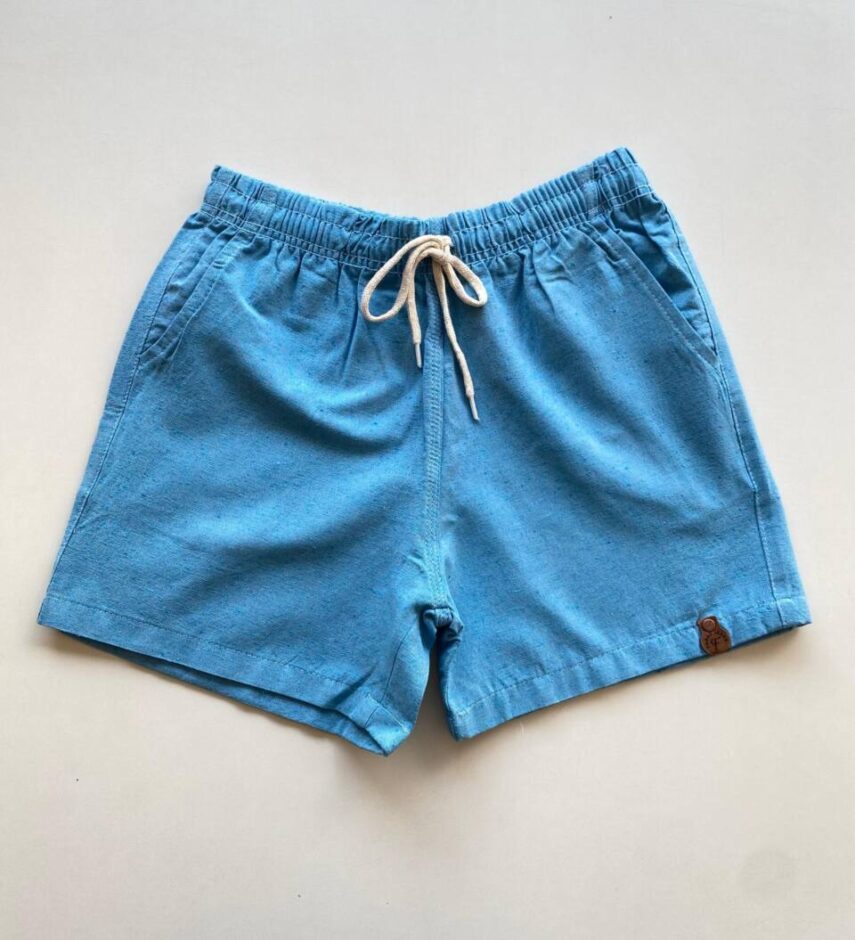 Bermuda Masculina Casual Curta com Bolsos Azul Claro - Fernanda Ramos Store