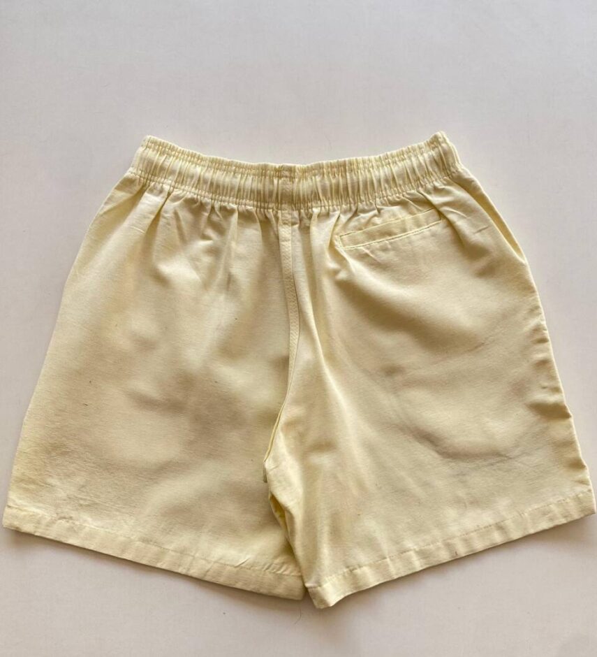 Bermuda Masculina Casual Curta Linho com Bolsos Amarela - Fernanda Ramos Store