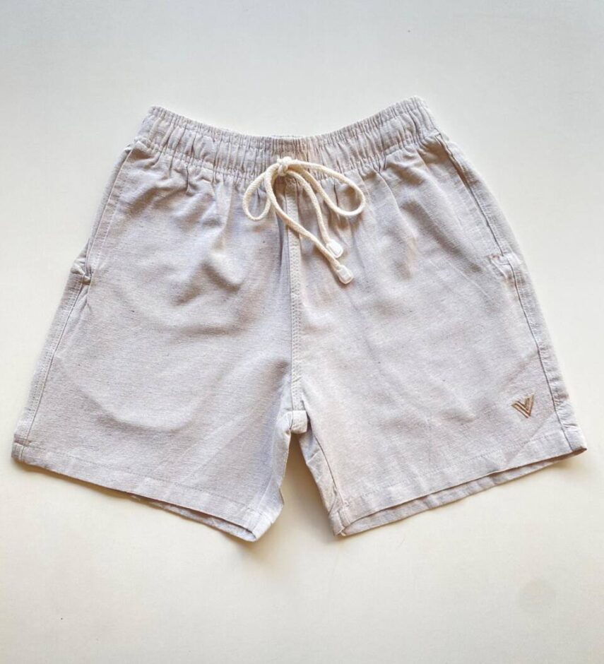 Bermuda Masculina Casual Curta Linho com Bolsos Cinza - Fernanda Ramos Store
