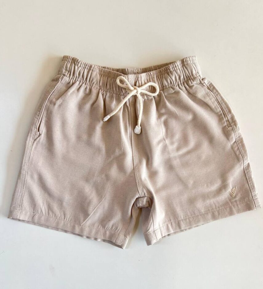 Bermuda Masculina Casual Curta Linho com Bolsos Palha - Fernanda Ramos Store
