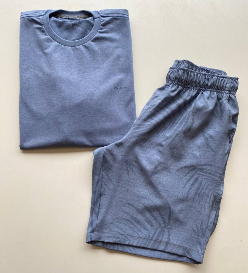 Bermuda Masculina Tactel Boxer Casual Longa Azul Acinzentado 9760 - Fernanda Ramos Store