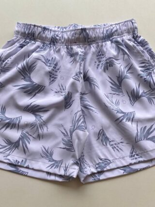 Bermuda Masculina Tactel Boxer Essencial Curta Folhagem Branca - Fernanda Ramos Store