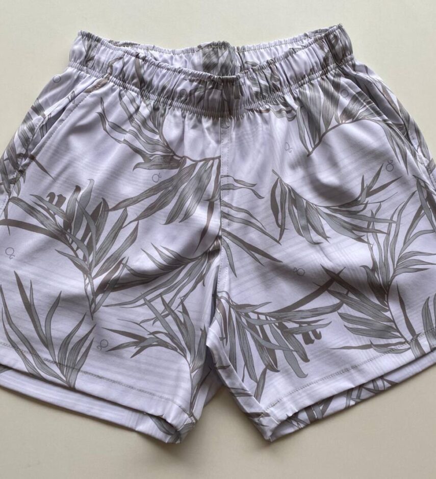Bermuda Masculina Tactel Boxer Essencial Folhagem Off White 9622 - Fernanda Ramos Store