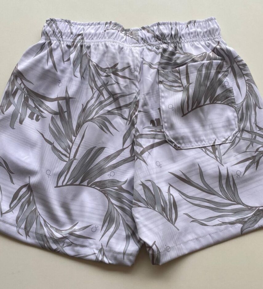 Bermuda Masculina Tactel Boxer Essencial Folhagem Off White 9622 - Fernanda Ramos Store