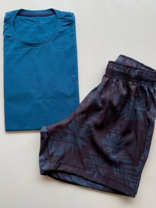 Bermuda Masculina Tactel Boxer Essencial Folhagem Preto 9618 - Fernanda Ramos Store