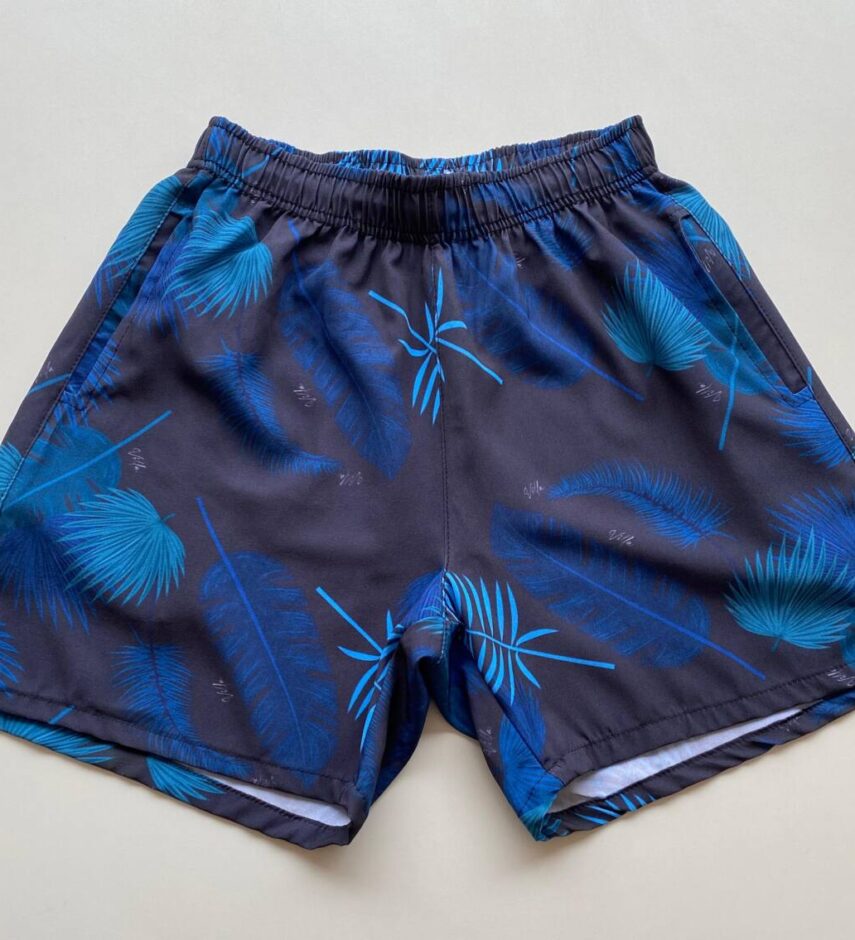 Bermuda Masculina Tactel Boxer Folhas Coloridas Preto - Fernanda Ramos Store