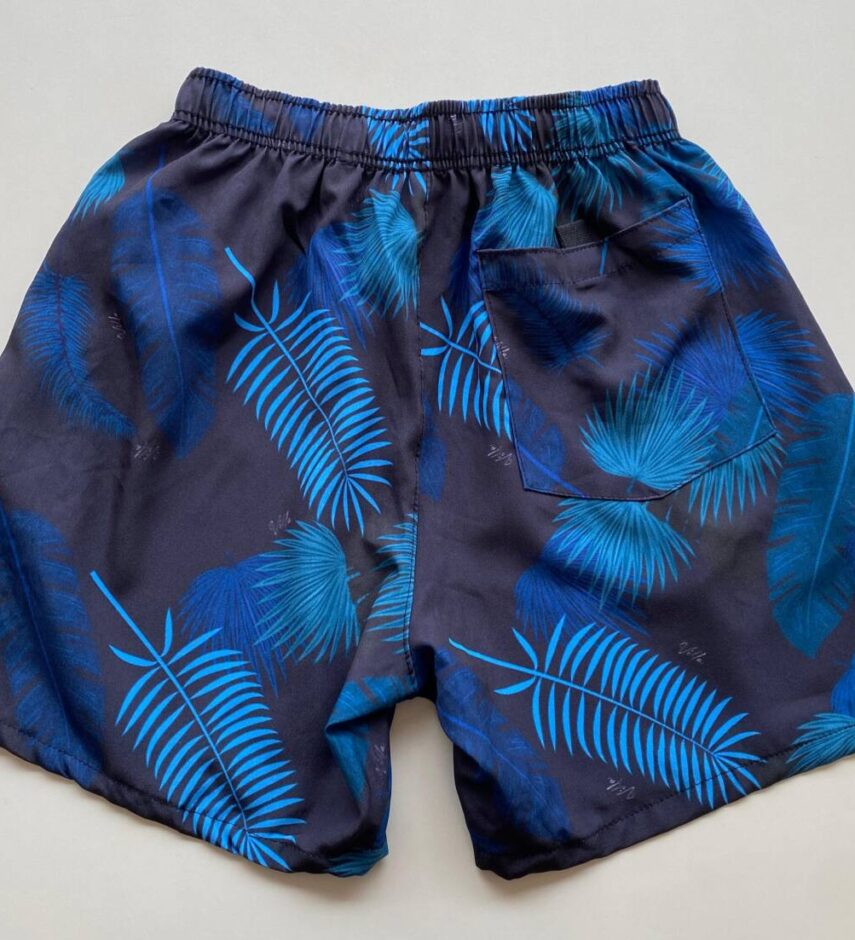 Bermuda Masculina Tactel Boxer Folhas Coloridas Preto - Fernanda Ramos Store