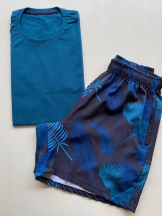 Bermuda Masculina Tactel Boxer Folhas Coloridas Preto - Fernanda Ramos Store