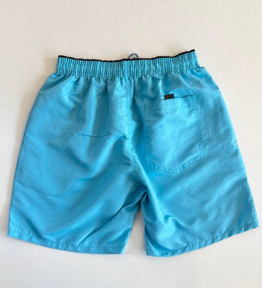Bermuda Masculina Tactel com Elástico e Bolsos Azul Céu - Fernanda Ramos Store