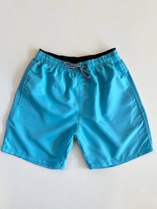 Bermuda Masculina Tactel com Elástico e Bolsos Azul Céu - Fernanda Ramos Store