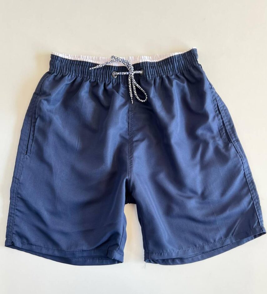 Bermuda Masculina Tactel com Elástico e Bolsos Azul Marinho - Fernanda Ramos Store