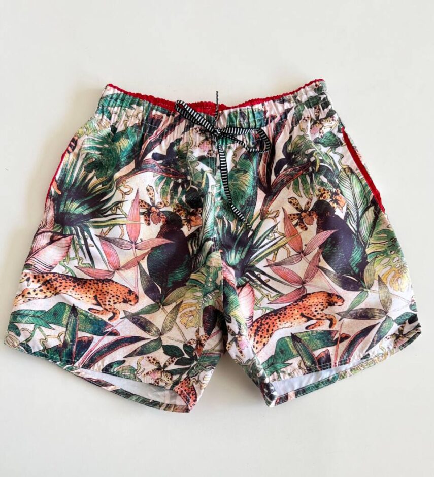 Bermuda Masculina Tactel com Elástico Estampa Animal - Fernanda Ramos Store