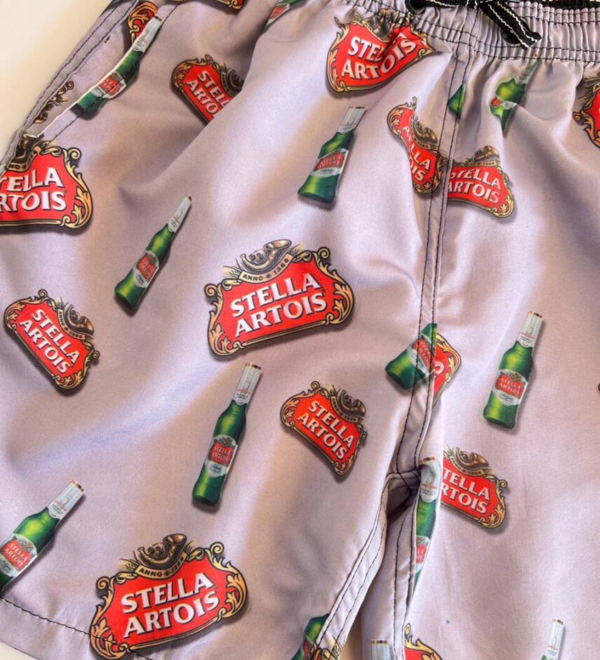 Bermuda Masculina Tactel com Elástico Estampa Cerveja Cinza - Fernanda Ramos Store