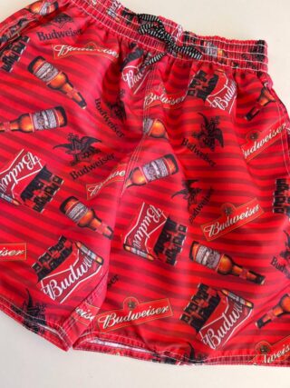 Bermuda Masculina Tactel com Elástico Estampa Cerveja Vermelho - Fernanda Ramos Store