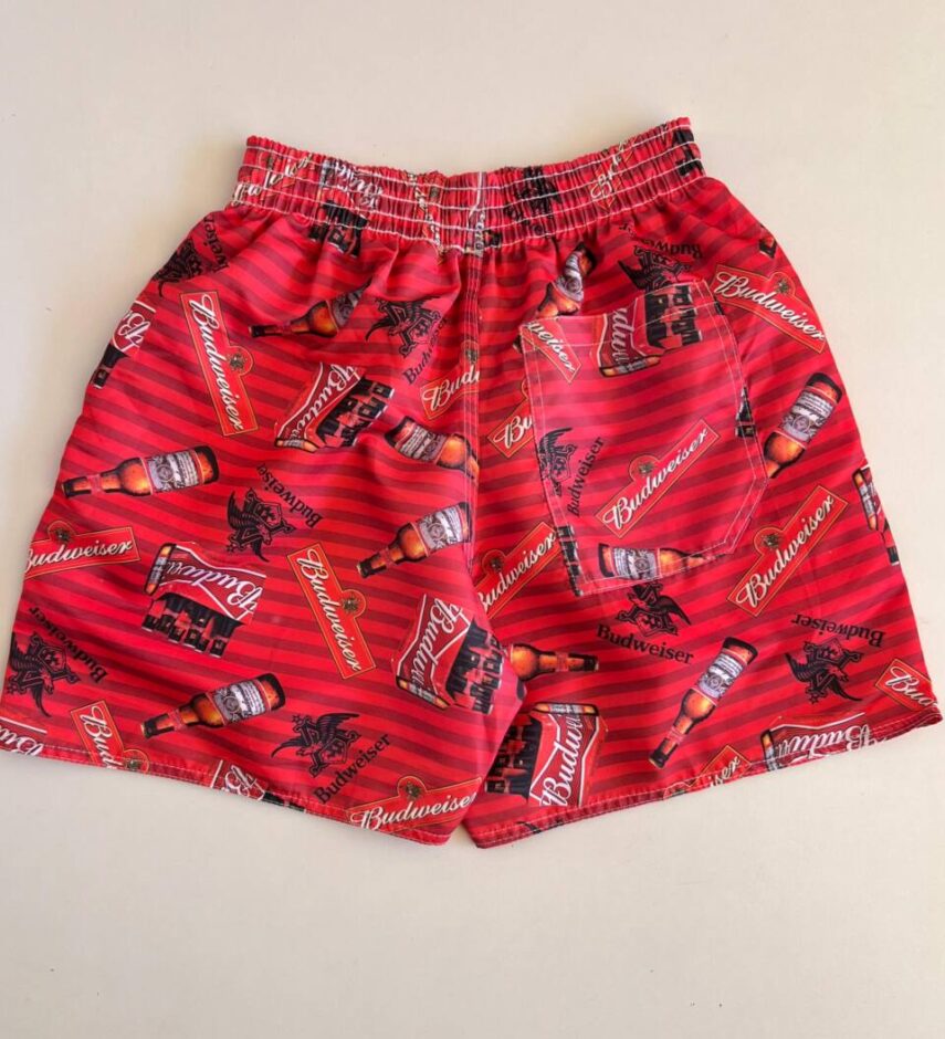 Bermuda Masculina Tactel com Elástico Estampa Cerveja Vermelho - Fernanda Ramos Store