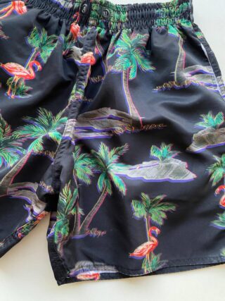 Bermuda Masculina Tactel com Elástico Estampa Flamingo Preta - Fernanda Ramos Store