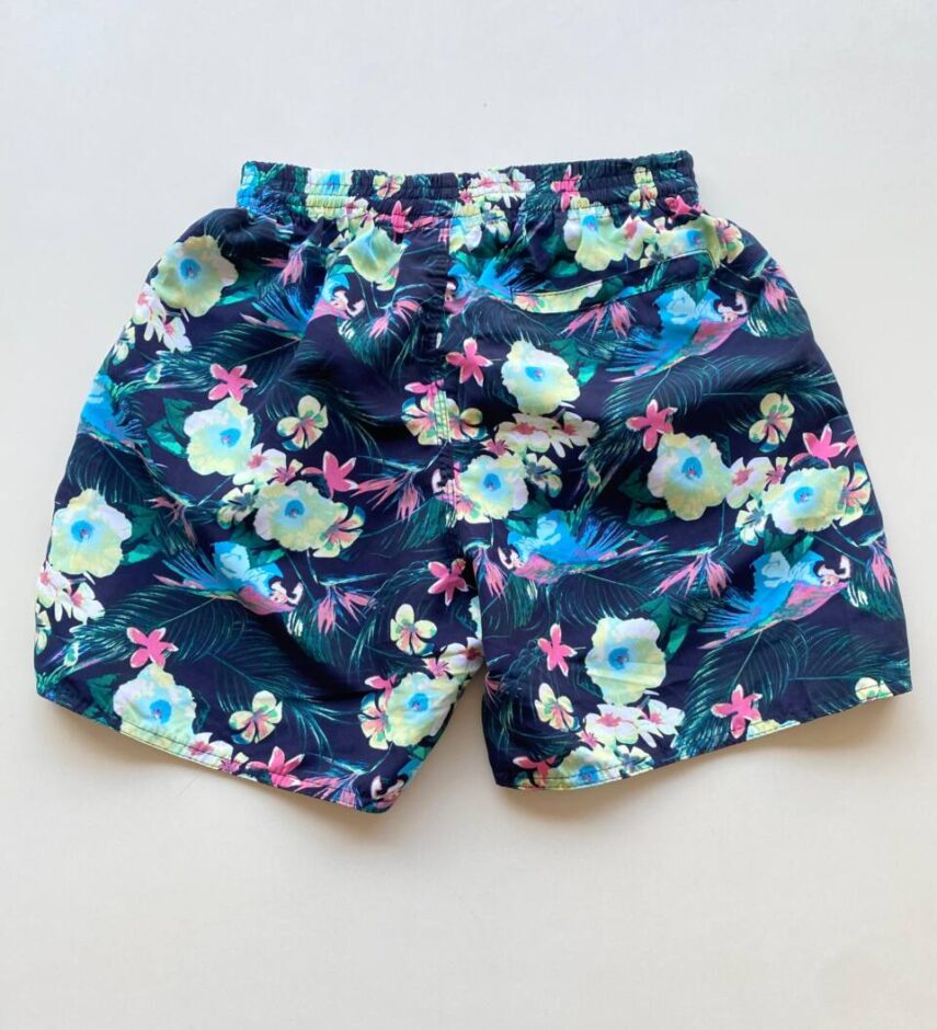 Bermuda Masculina Tactel com Elástico Estampa Tropical Azul - Fernanda Ramos Store