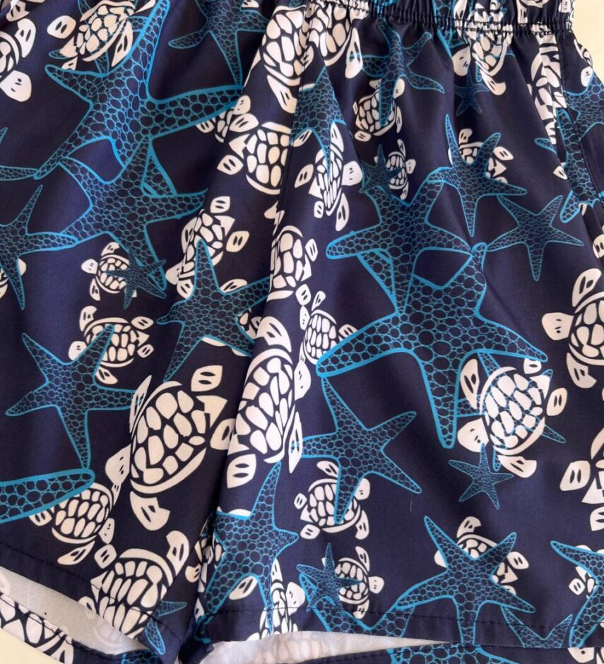 Bermuda Masculina Tactel com Elástico Fundo do Mar Azul - Fernanda Ramos Store
